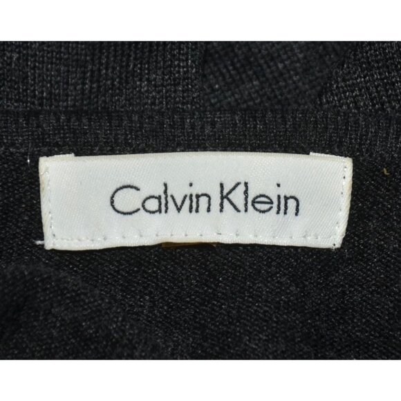 Calvin Klein Gray Roll Tab 3/4 Sleeve Ribbed Knit Silk Blend Top Sweater Size XL - Picture 6 of 8